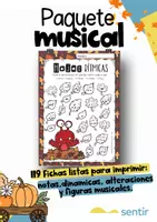 Vista previa - Hojas de trabajo - Paquete Musical de Otoño – Notas, Ritmos y Figuras | Actividades Didácticas - Portada