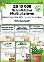Vorschau - Arbeitsblätter - Schriftliche Multiplikation im Zahlenraum 10 000 – Lernspiele, Arbeitsblätter & Freiarbeitsmaterial - Deckblatt