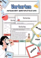 Vorschau - Spiele - Materialpaket: Wortarten (Nomen, Verben, Adjektive) - Deckblatt