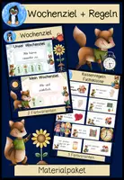 Vorschau - Poster - Ziel der Woche + Klassenregeln Materialpaket – Wochenziel Karten mit Klassentier Fuchs | Growth Mindset - Deckblatt