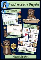 Vorschau - Poster - Ziel der Woche + Klassenregeln Materialpaket – Wochenziel Karten mit Klassentier Otter | Growth Mindset - Deckblatt