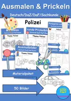 Vorschau - Arbeitsblätter - Ausmalbilder & Prickelbilder PAKET - Polizei - Grundschule - Bastelvorlagen - Deckblatt