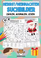 Vorschau - Mal- und Bastelvorlagen - Herbst / Weihnachten Suchbilder: Zählen, Ausmalen, Lesen (Ab Klasse 1/DaZ) - Deckblatt