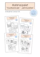 Vorschau - Mal- und Bastelvorlagen - Materialpaket Ausmalbilder "Jahreszeiten" - Deckblatt