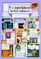 Vorschau - Arbeitsblätter - Materialpaket: 9 Kunstideen für den Herbst/ Halloween I Grundschule Kunst I Sparpaket - Deckblatt