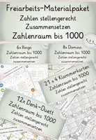 Vorschau - Stationenlernen - Materialpaket: Zahlenraum bis 1000, Zahlen stellengerecht zusammensetzen, Zahlenraumerweiterung, Bingos, Dominos, Klammerkarten, Denk Duette - Deckblatt