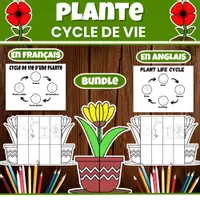 Aperçu - Feuilles d'exercices - Cycle de Vie Plante Science FR EN Bundle - Page de couverture