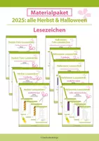 Vorschau - Mal- und Bastelvorlagen - Materialpaket 2025: alle Herbst & Halloween - Lesezeichen - Deckblatt