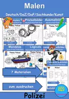 Vorschau - Arbeitsblätter - Materialpaket - Polizei Malen - DaZ/DaF/Kunst/Deutsch/Sachunterricht - Deckblatt