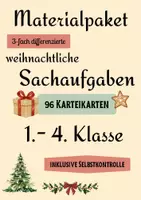 Vorschau - Stationenlernen - Sachaufgaben Weihnachten Karteikarten Freiarbeit Materialpaket Grundschule 1.-4. Klasse Förderschule - Deckblatt