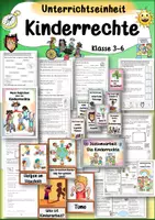 Vorschau - Stundenentwürfe - Kinderrechte - XL Materialpaket 3. 4. 5. 6. Klasse Unterrichtsreihe Grundschule Ethik Sachunterricht Lerntheke #demokratiestaerken - Deckblatt