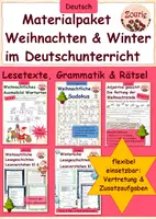 Vorschau - Mal- und Bastelvorlagen - Materialpaket Weihnachten & Winter im Deutschunterricht - Lesen, Grammatik & Rätseln - Deckblatt