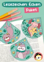 Vorschau - Mal- und Bastelvorlagen - Materialpaket Lesezeichen Ecke – Axolotl, Otter, Robbe - Deckblatt