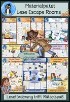 Vorschau - Spiele - Lese Escape Rooms Materialpaket | 10 Escape Games für die Leseförderung | Jahreszeiten, Feste & Schule | Klasse 3–4 - Deckblatt