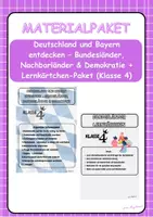Vorschau - Arbeitsblätter - Materialpaket-Bundesländer, Nachbarländer & Demokratie + Lernkärtchen-Paket (Klasse 4) - Deckblatt