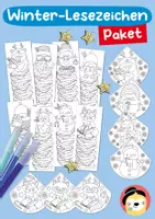 Vorschau - Mal- und Bastelvorlagen - Materialpaket Winter-Lesezeichen - Deckblatt