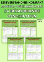 Vorschau - Arbeitsblätter - 24 Advents- & Weihnachtsgeschichten | Fertiges Bundle | Leseverständnis Klasse 1–2 - Deckblatt