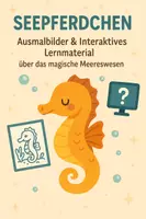 Vorschau - Mal- und Bastelvorlagen - Seepferdchen – Ausmalbilder & Interaktives Lernmaterial über das magische Meereswesen - Deckblatt