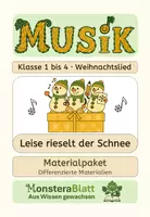 Vorschau - Spiele - Materialpaket Weihnachtslied: Leise rieselt der Schnee - Liederarbeitung - dreifach differenziert - Klasse 1 bis 4 - Deckblatt