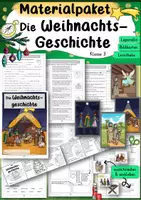 Vorschau - Mal- und Bastelvorlagen - Materialpaket Weihnachtsgeschichte 3. Klasse Weihnachten Lerntheke Arbeitsheft Stationsarbeit Ethik Religion Freiarbeitsmaterial Xmas - Deckblatt