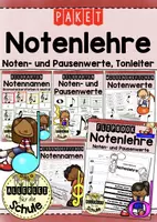 Vorschau - Arbeitsblätter - Notenlehre Materialpaket Musik Grundschule (Klasse 2–4) – Notennamen, Notenwerte, Pausen & Tonleiter lernen - Deckblatt