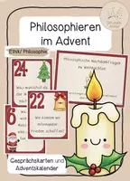 Vorschau - Bildkarten - Philosophieren im Advent - Gesprächskarten und Adventskalender - Ethikunterricht und Werteerziehung - Deckblatt