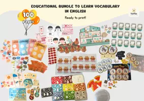 Vista previa - Juegos / Gamificación - Paquete de juegos didácticos y actividades montessori para aprender vocabulario en ingles - Portada