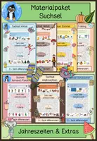 Vorschau - Arbeitsblätter - Suchsel-Paket | Frühling, Sommer, Herbst, Winter, Weihnachten, Fasching & Schulsachen | 7 Themen | 3-fach differenziert - Deckblatt