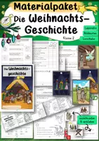 Vorschau - Arbeitsblätter - Materialpaket Weihnachtsgeschichte 2. Klasse Weihnachten Lerntheke Arbeitsheft Freiarbeitsmaterial Ethik Religion Xmas - Deckblatt