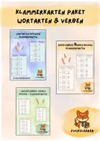 Vorschau - Aufgabenkarten - Materialpaket Klammerkarten Wortarten, Verben konjugieren und beugen - Deckblatt