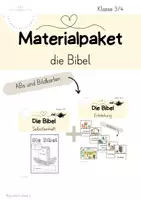 Vorschau - Unterrichtsreihen - Die Bibel - Heft fürs Homeschooling und passende Bildkarten zur Entstehung - Deckblatt
