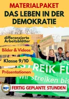 Vorschau - Arbeitsblätter - Demokratie Materialpaket Leben in der Demokratie – Politik Klasse 9/10 (Wahlen, Grundrechte, Medien, Extremismus, Lobbyismus) Unterrichtsreihe - Deckblatt