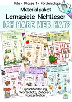 Vorschau - Arbeitsblätter - Materialpaket Ich habe wer hat? Lernspiel Nichtleser Klasse 1, Vorschule und Förderunterricht - Deckblatt