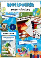 Vorschau - Arbeitsblätter - Weltpolitik Materialpaket: Globalisierung, Konflikte, Menschenrechte & Klimapoliti - Deckblatt