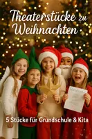 Vorschau - Präsentationen/Tafelbilder - Materialpaket Theaterstücke zu Weihnachten – 5 Stücke für Grundschule & Kita - Deckblatt
