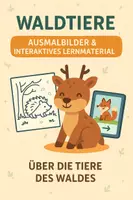 Vorschau - Mal- und Bastelvorlagen - Waldtiere – Ausmalbilder & Interaktives Lernmaterial über die Tiere des Waldes - Deckblatt