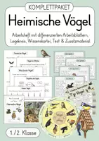 Vorschau - Unterrichtsreihen - Heimische Vögel - Materialpaket (Arbeitsheft, Legekreis, Wissenskartei, uvm.) - Deckblatt