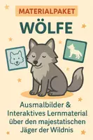 Vorschau - Mal- und Bastelvorlagen - Materialpaket Wölfe – Ausmalbilder & Interaktives Lernmaterial über den majestätischen Jäger der Wildnis - Deckblatt