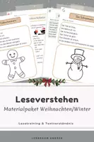 Vorschau - Stationenlernen - Materialpaket Leseverstehen | Weihnachten & Winter: Lebkuchenmann, Schneemann & Weihnachtskatze (Klasse 2–3) - Deckblatt