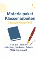 Vorschau - Arbeitsblätter - Materialpaket ALLE Klassenarbeiten (Deutsch 5-6) - Deckblatt