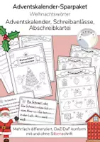 Vorschau - Arbeitsblätter - Sparpaket - Adventskalender + Arbeitsheft mit 24 weihnachtlichen Schreibanlässen & Abschreibkartei - Deckblatt