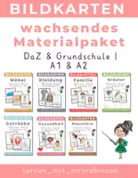 Vorschau - Stationenlernen - Wachsendes Bildkarten-Bundle – Über 300 Wortschatzkarten für DaZ & Grundschule (A1–A2) - Deckblatt