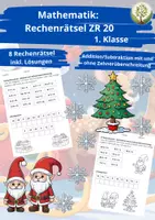 Vorschau - Spiele - Mathematik – Rechenrätsel Addition & Subtraktion im Zahlenraum bis 20 (Weihnachten | 1./2. Klasse) - Deckblatt