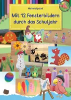 Vorschau - Mal- und Bastelvorlagen - Mit 12 Fensterbildern durch das Schuljahr, Grundschule, Materialpaket - Deckblatt