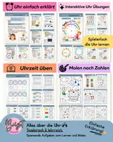 Vorschau - Arbeitsblätter - Uhrzeit-Komplettpaket Von Stunden & Minuten und malen nach zahlen - Deckblatt