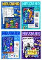 Vorschau - Arbeitsblätter - 4x Künstler inspirierte Kunstprojekte für das neue Jahr - Neujahr Kunst Materialpaket - Deckblatt