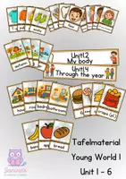 Vorschau - Präsentationen/Tafelbilder - Materialpaket - Tafelmaterial - Young World 1 - Unit 1 - 6 - Deckblatt