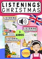 Vorschau - Arbeitsblätter - 🎧 Christmas Listening Comprehensions – 3 Hörverstehensübungen für Englisch (Klasse 8–9) - Deckblatt