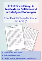 Vorschau - Arbeitsblätter - Paket: Social Stories & Lesetexte zu Gefühlen und schwierigen Erfahrungen – Geschichten für Kinder mit ADHS - Deckblatt