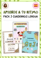 Vista previa - Hojas de trabajo - Aprende a tu ritmo - LENGUA (3 cuadernos) - Portada